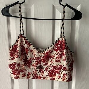 Leith Floral Top with Black Stripes